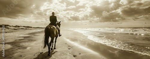 Solitary Horseback Rider Tr...