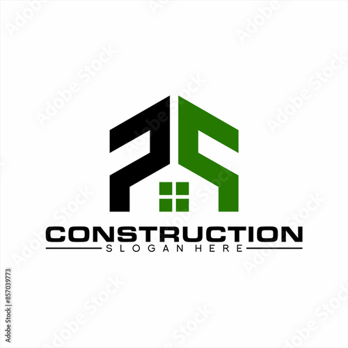 Real Estate logo design with geometric abstract letter PS concept.