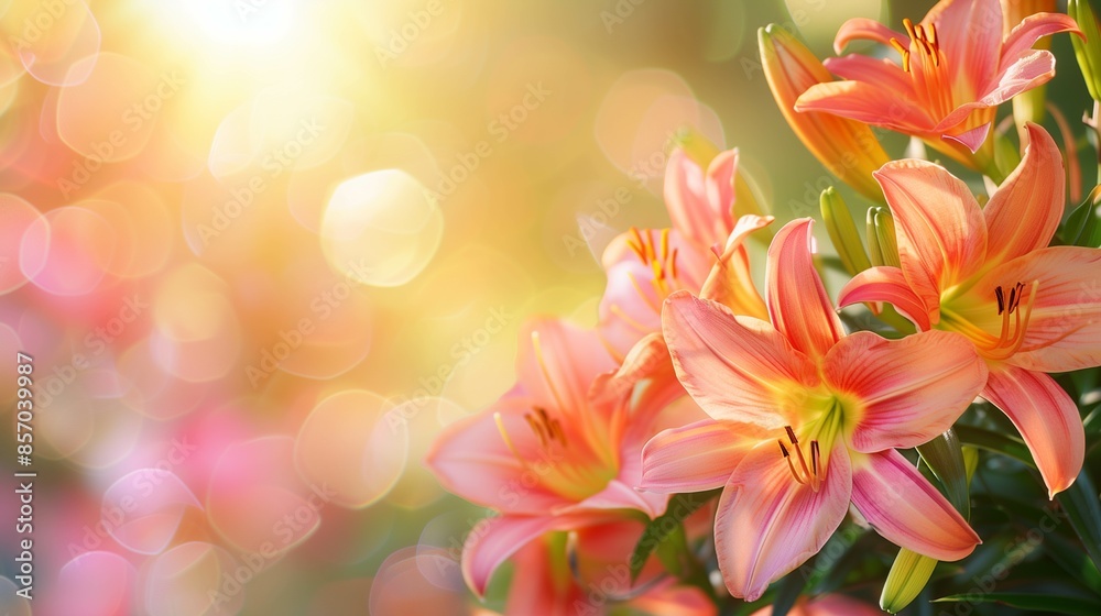 day lily flowers, spring flowers background copy space day lily flowers, spring flowers background copy space