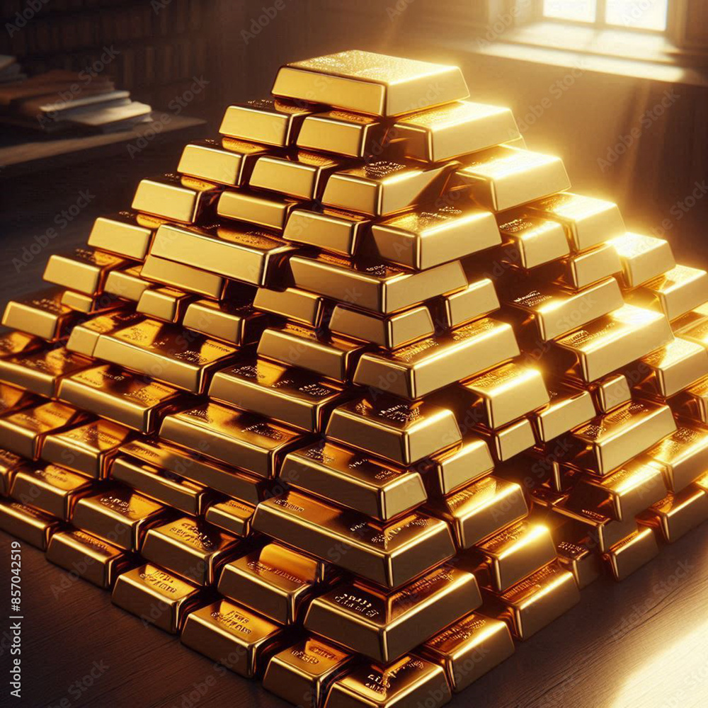 A pile of sparkling gold bars A pile of sparkling gold bars