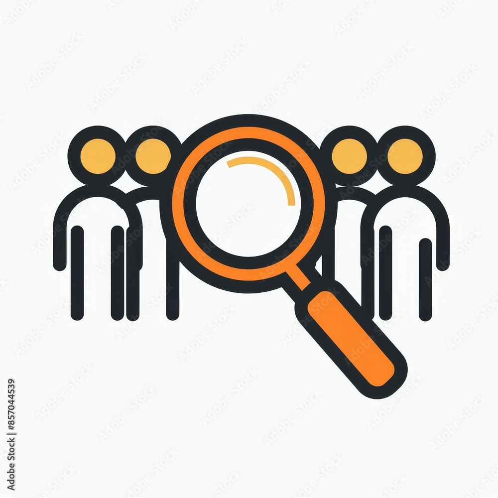 Search candidate for successful job vacancy icon. Loupe magnifying glass career illustration on isolated background. Find people employer business concept. Search candidate for successful job vacancy icon. Loupe magnifying glass career illustration on isolated background. Find people employer business concept.