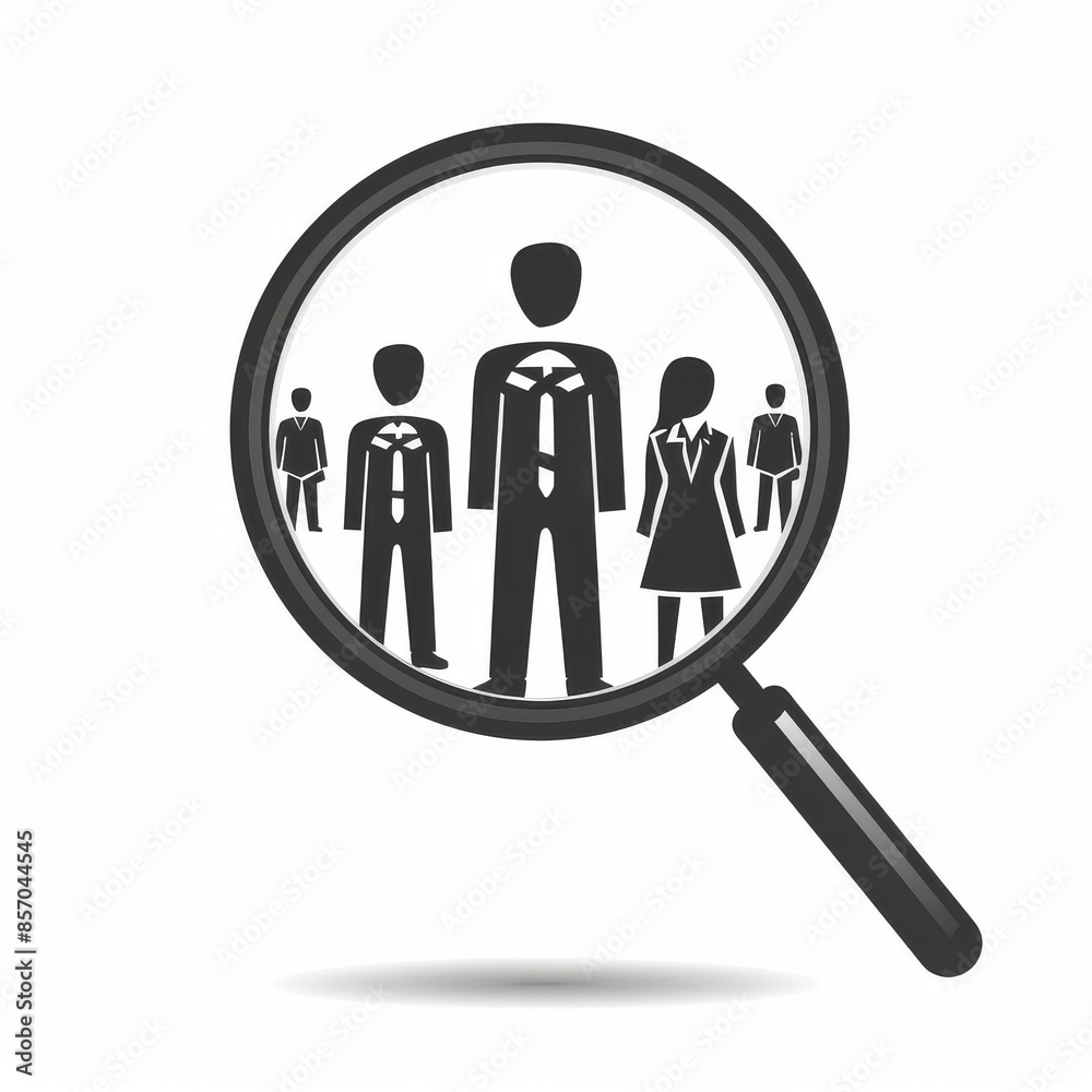 Search candidate for successful job vacancy icon. Loupe magnifying glass career illustration on isolated background. Find people employer business concept. Search candidate for successful job vacancy icon. Loupe magnifying glass career illustration on isolated background. Find people employer business concept.