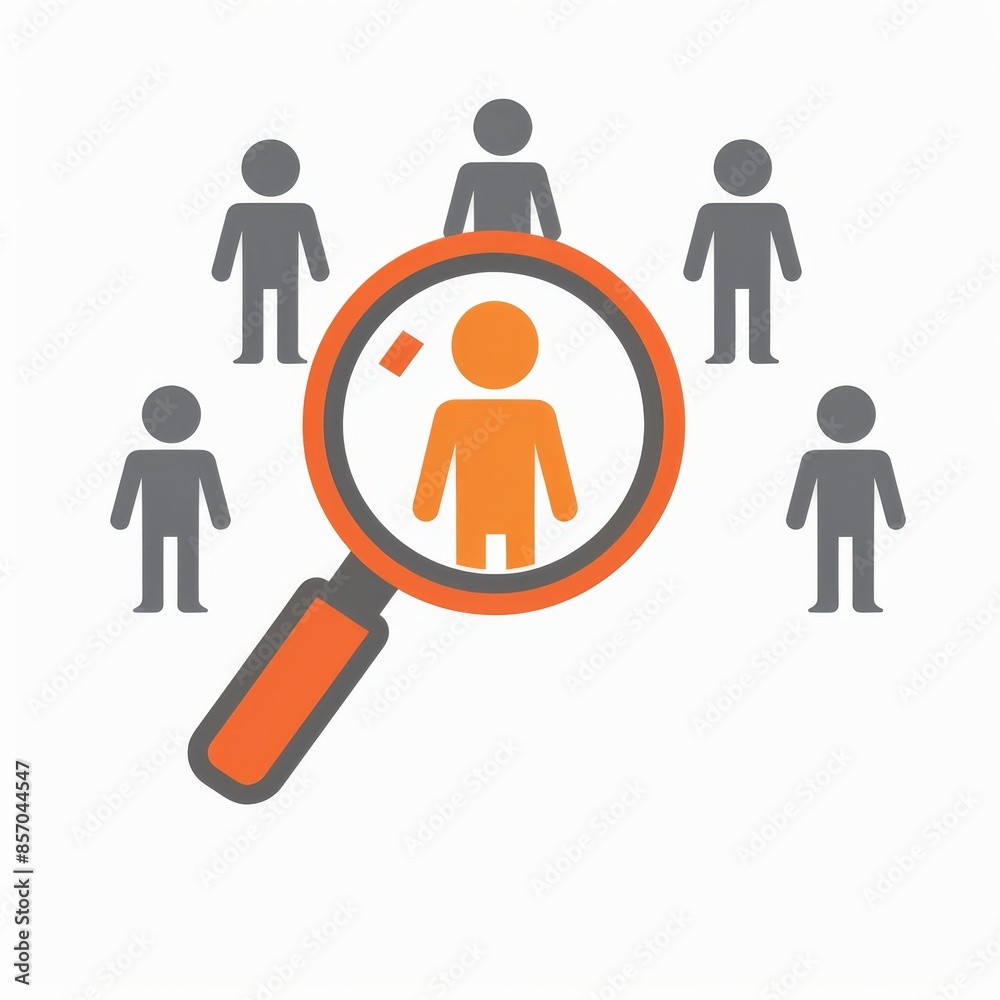 Search candidate for successful job vacancy icon. Loupe magnifying glass career illustration on isolated background. Find people employer business concept. Search candidate for successful job vacancy icon. Loupe magnifying glass career illustration on isolated background. Find people employer business concept.