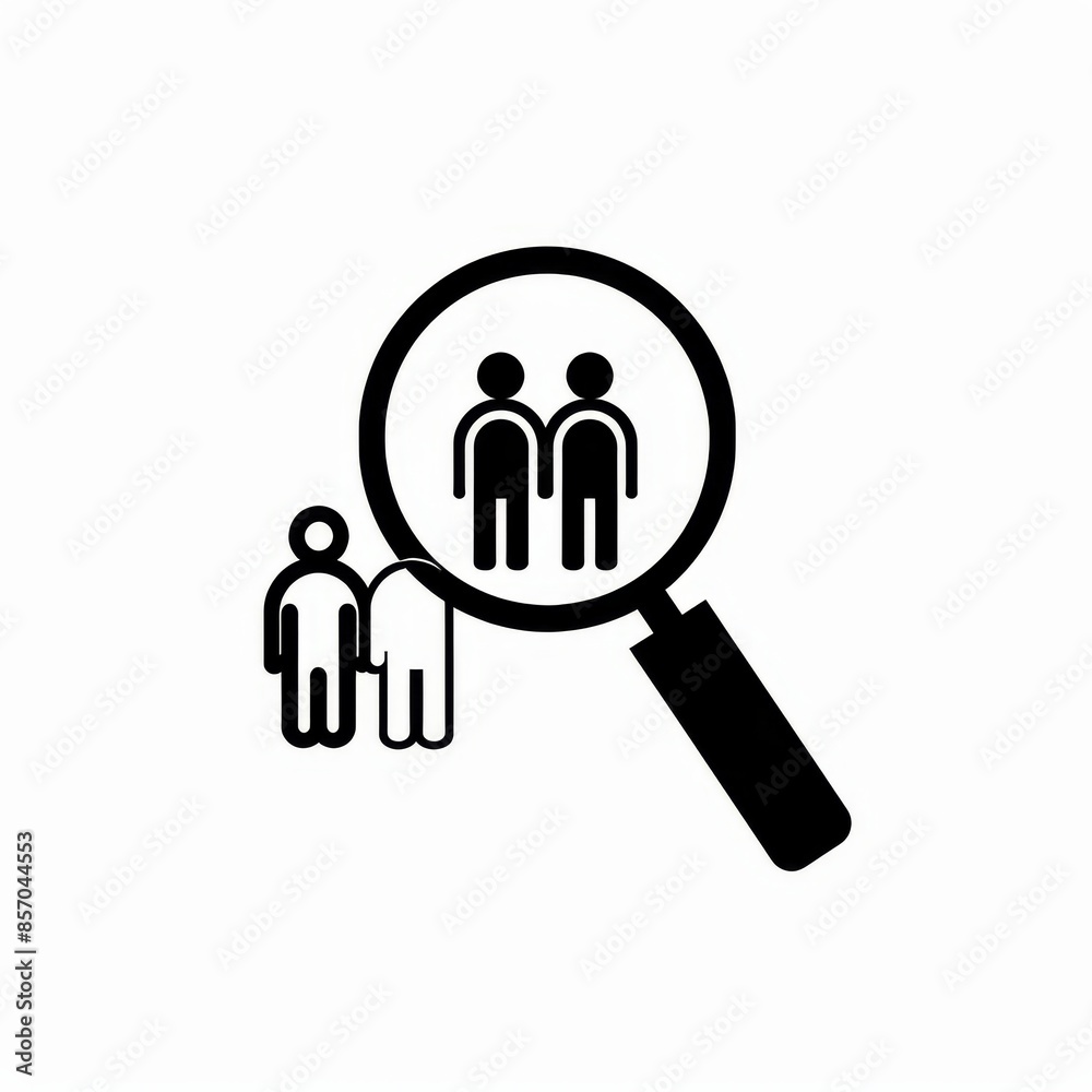 Search candidate for successful job vacancy icon. Loupe magnifying glass career illustration on isolated background. Find people employer business concept. Search candidate for successful job vacancy icon. Loupe magnifying glass career illustration on isolated background. Find people employer business concept.