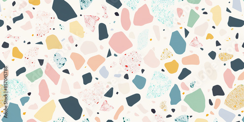 A cute terrazzo background featuring a pastel color palette in charming patterns