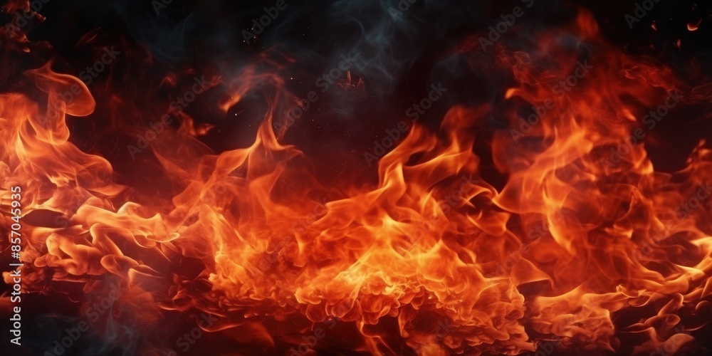 Fiery Abstract Background with Smoke and Flames