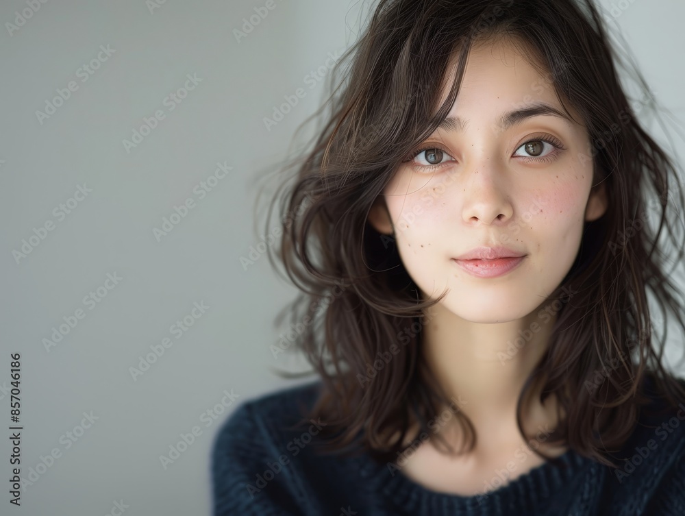Soft Smile of a Gravure Idol: Minimalist Studio Portrait with Natural Beauty and Warm Expression Soft Smile of a Gravure Idol: Minimalist Studio Portrait with Natural Beauty and Warm Expression