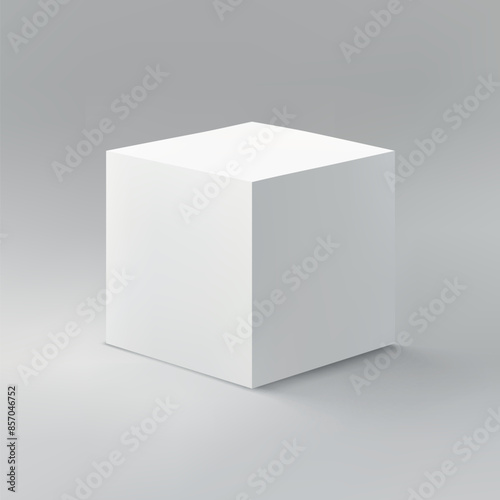 Simple White Cube on Gradient Gray Background