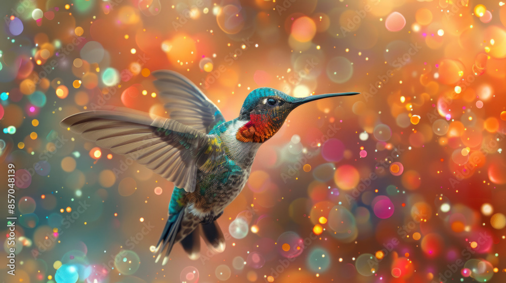 Obraz premium hummingbird with colorful background.