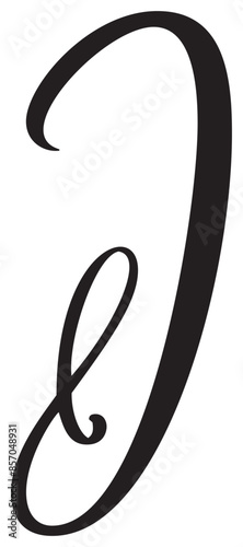 Vector calligraphy hand drawn letter I logo. Script font. Handwritten brush style