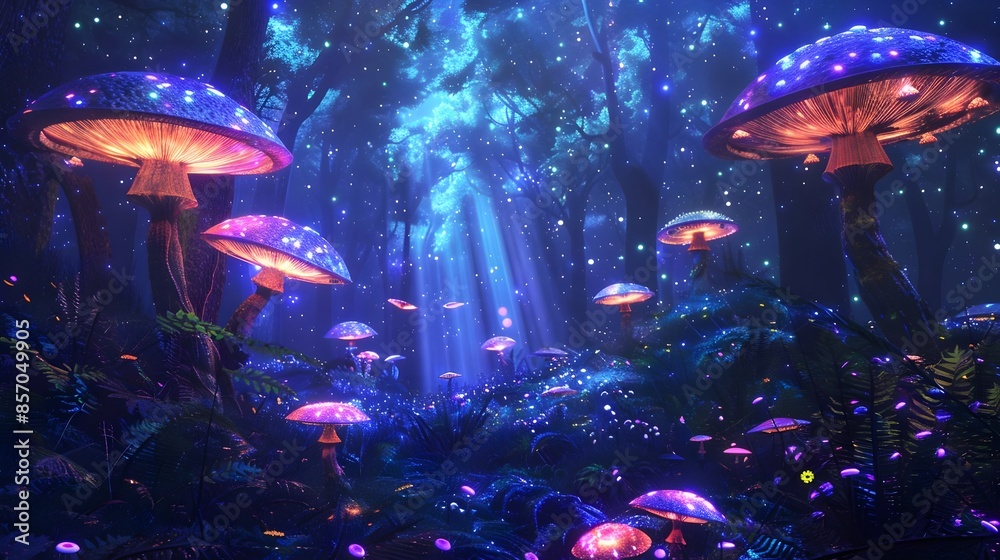 Giant glowing mushroom background Giant glowing mushroom background