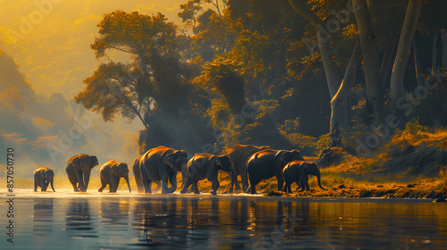 Elephant family in the wild