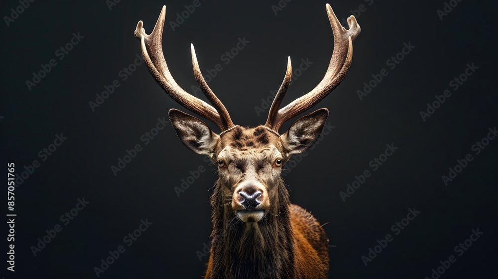 Red deer portrait with black background. Red deer portrait with black background.