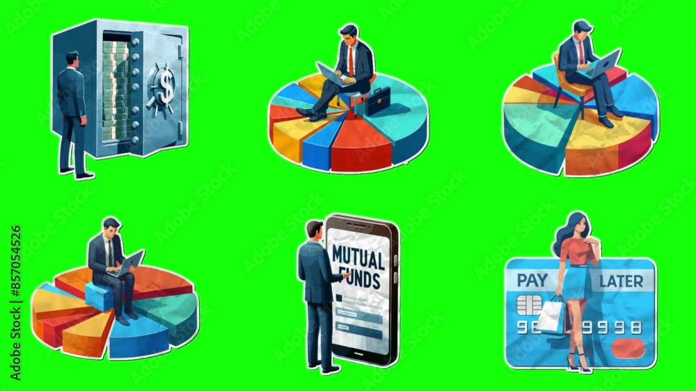 Project Financing Animation Collection set of 6 editable finance animation green screen. used for ...