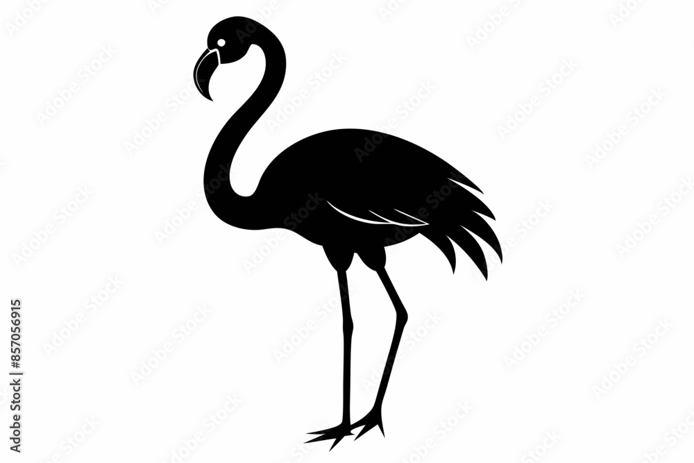 flamingo vector silhouette, Vector black flamingo silhouette, Black silhouette of tropical bird flamingo