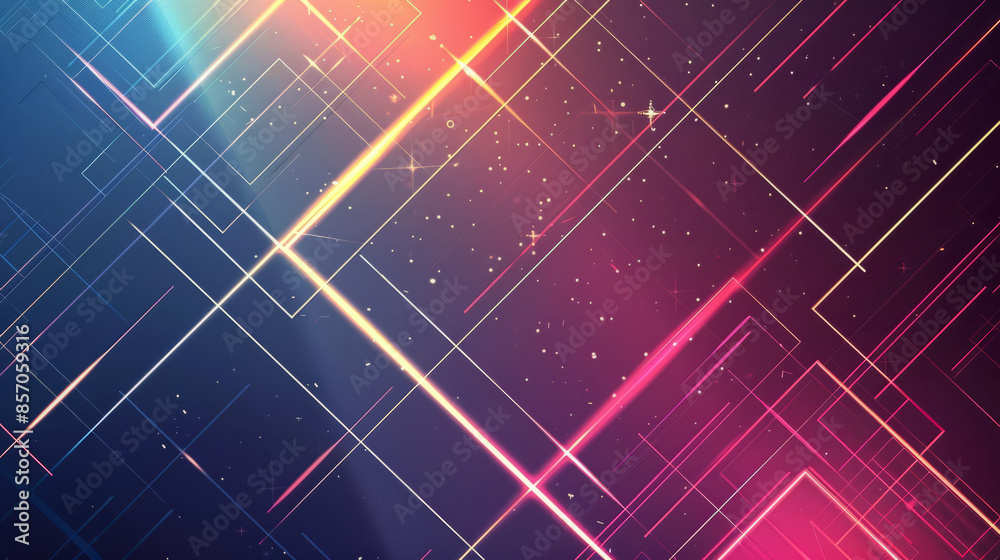 Abstract geometric neon lines and shapes on a dark background. Futuristic technology and digital concept. Design for poster, wallpaper, banner, and print. Abstract geometric neon lines and shapes on a dark background. Futuristic technology and digital concept. Design for poster, wallpaper, banner, and print.