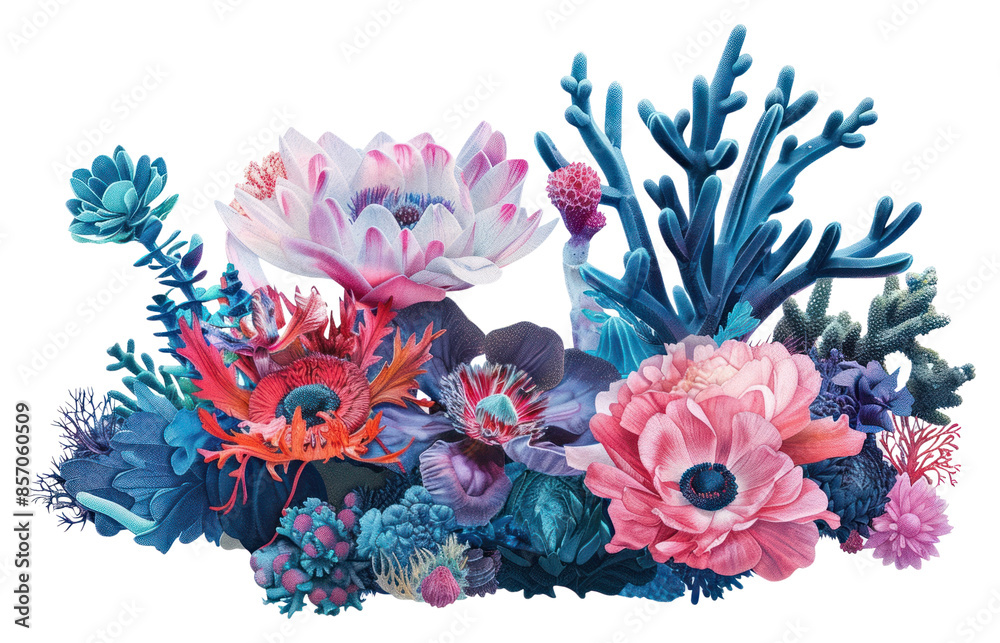 Naklejka premium PNG Flower Collage aquarium flower outdoors pattern