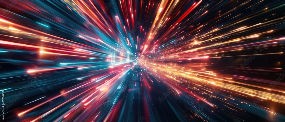 Abstract image of colorful light streaks creating a dynamic and futuristic pattern, perfect for technology and innovation themes. Abstract image of colorful light streaks creating a dynamic and futuristic pattern, perfect for technology and innovation themes.