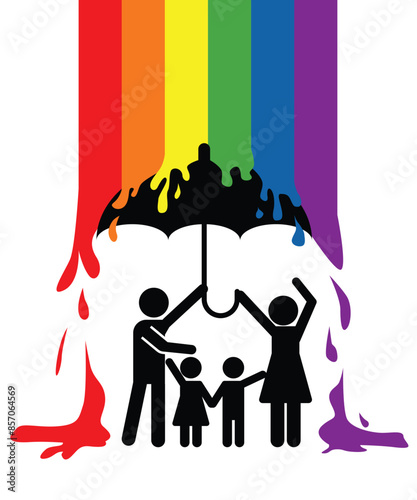Parents Hold Umbrella Protect their Children from LGBTq influence, Family protect Kids, anti lgbtq sign, say NO to lgbt symbol