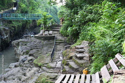 Uma Anyar Waterfall, at Kemenuh village, Gianyar Regency of Bali Indonesia, with beautiful nature landscape photo