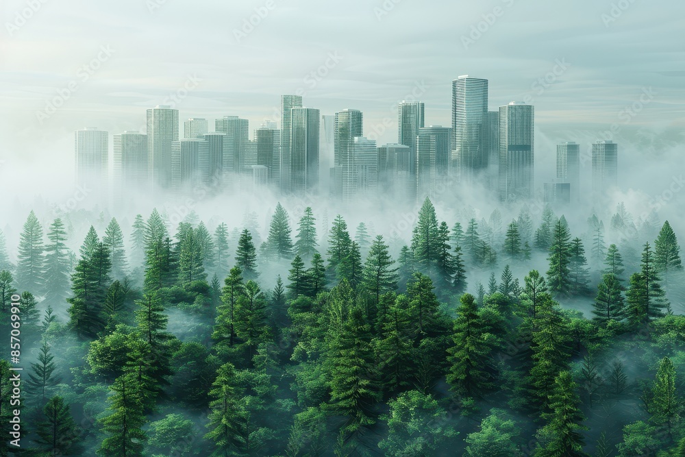 Eco-friendly smart city concept with sustainable infrastructure and high-tech power solutions