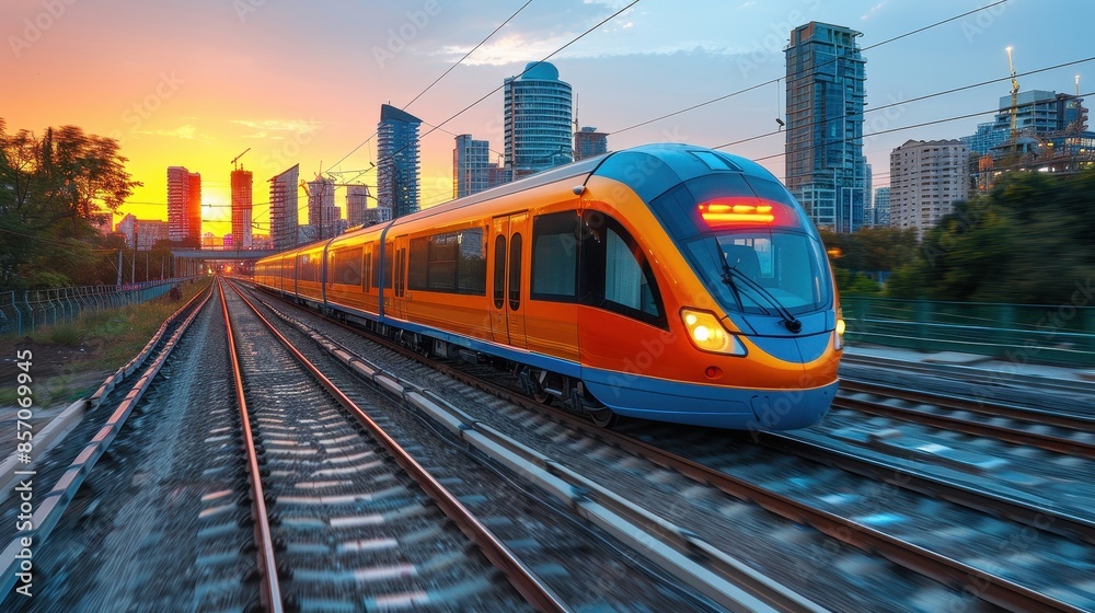 Naklejka premium Futuristic smart city scene with eco-friendly energy solutions and a digital network for enhanced sustainability