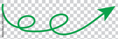Straight green arrow - Long green arrow indication sign isolated on a transparent background - Vector illustration