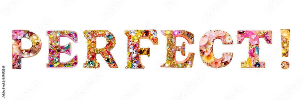 Naklejka premium Perfect! word png sticker glitter, transparent background