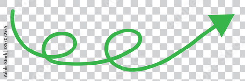 Straight green arrow - Long green arrow indication sign isolated on a transparent background - Vector illustration
