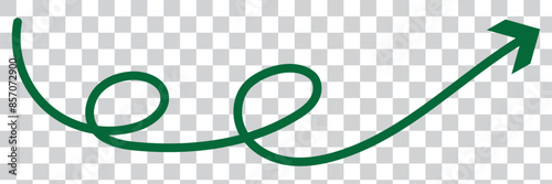Straight green arrow - Long green arrow indication sign isolated on a transparent background - Vector illustration