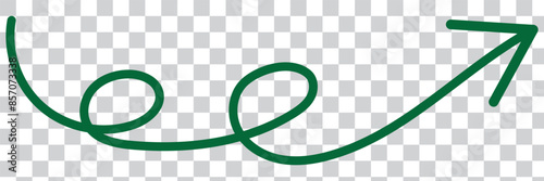 Straight green arrow - Long green arrow indication sign isolated on a transparent background - Vector illustration