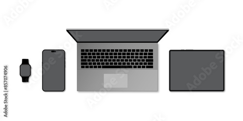 Set of Laptop, Tablet, Mobile Technology Mockups 