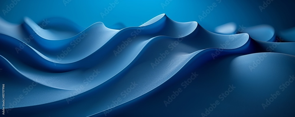 Fototapeta premium Abstract blue waves on a minimalist background creating a smooth and serene visual effect