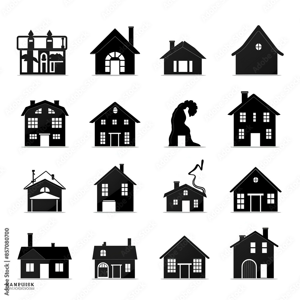 Fotografie house icons set made by midjourney
