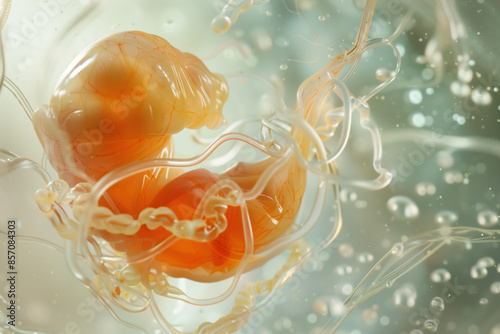 Life's First Connection: Close-Up of Pulsating Umbilical Cord Linking Mother and Fetus photo