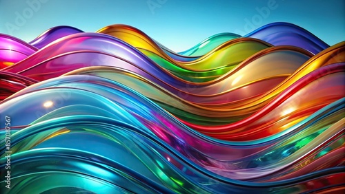 Colorful glass waves in a render, glass, waves, colorful, translucent, water, ocean, sea, beauty, vibrant, abstract