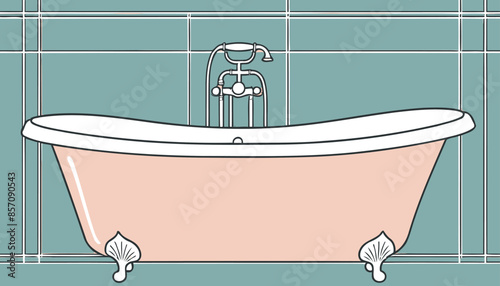 Minimalist Bathtub Design Vector