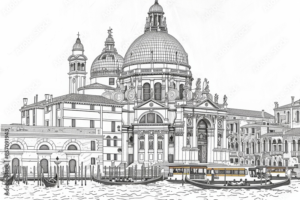 Pencil drawing of architecture, template, AI generated Pencil drawing of architecture, template, AI generated