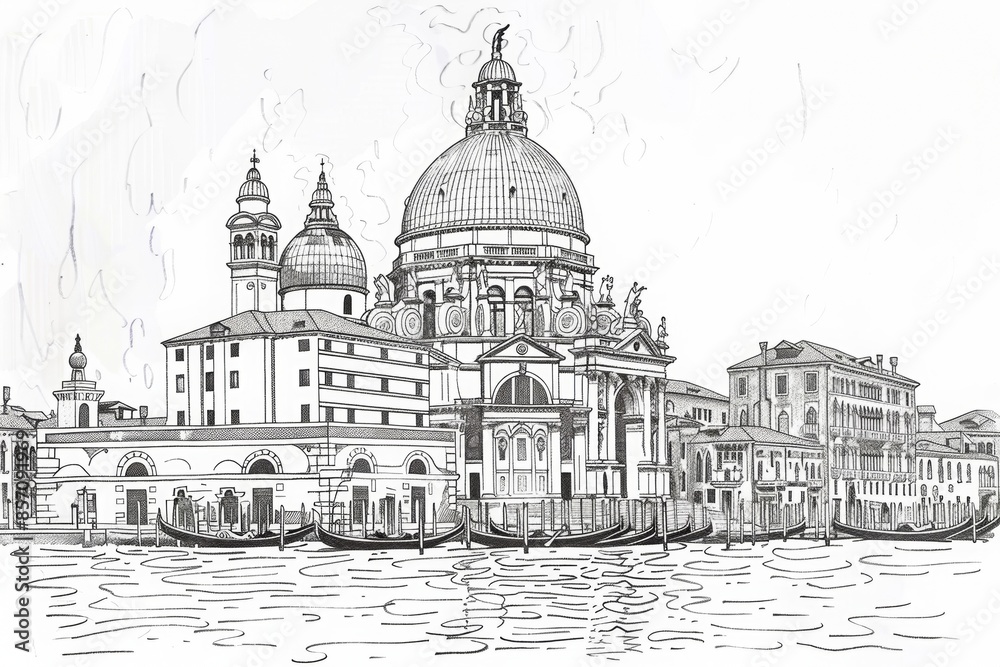 Pencil drawing of architecture, template, AI generated Pencil drawing of architecture, template, AI generated