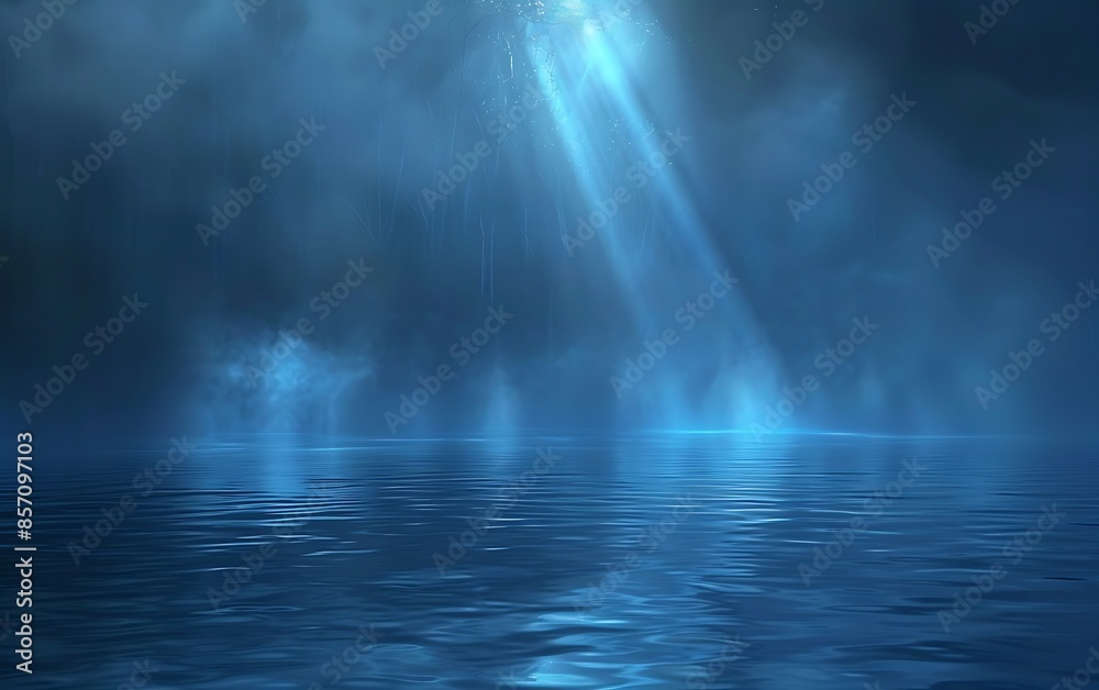 Mystical Blue Water with Fog and Light