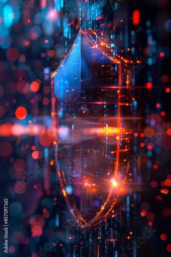 A captivating image of a digital firewall blocking a stream of data, emphasizing the importance of cybersecurity defenses.