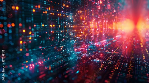 A stylized, abstract image of a digital battlefield with lines of code representing armies clashing in a virtual world.