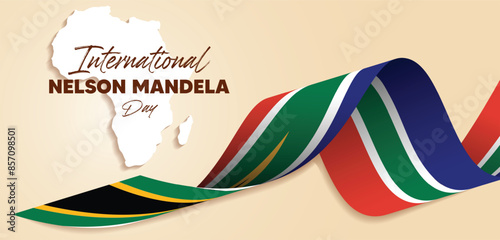south Africa flag ribbon for Nelson Mandela Day vector poster