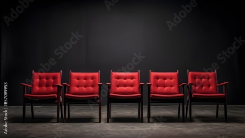 red chairs in a row for judges panel auditorium stage