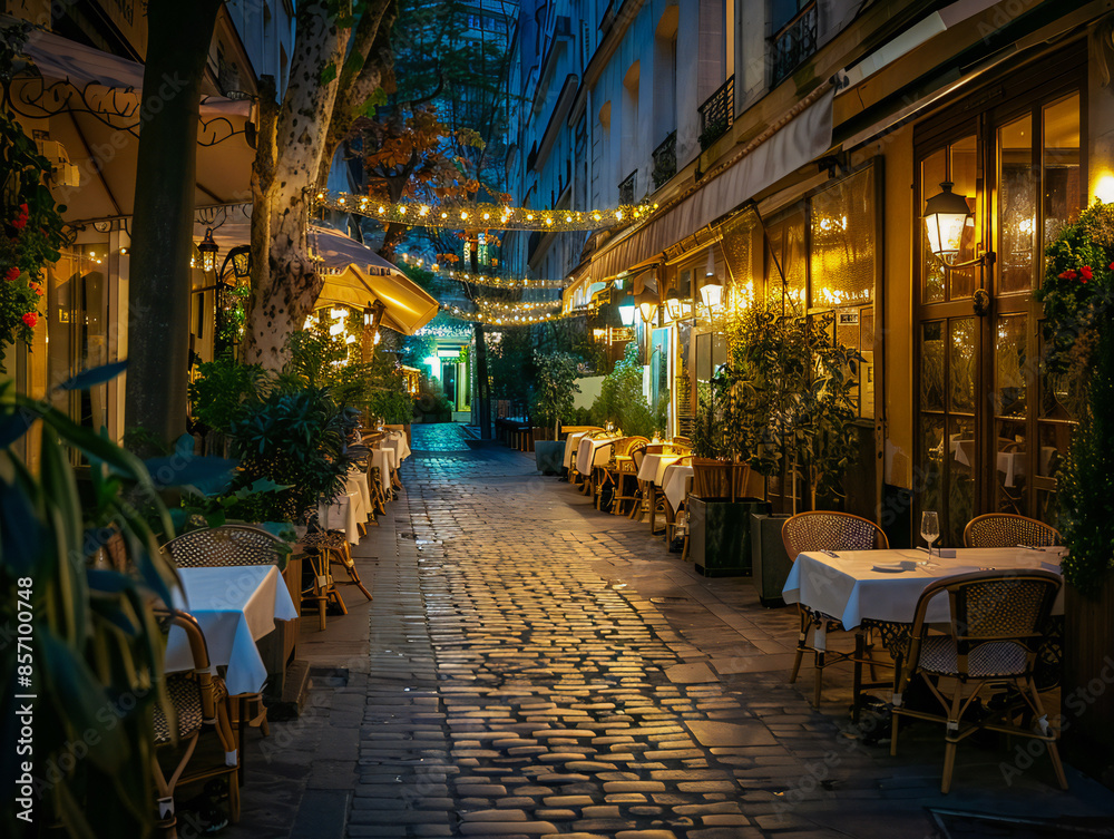 Fototapeta premium fancy restaurant terrace in the center of Paris