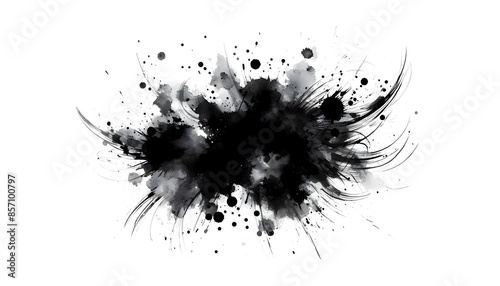 Abstract black in splash, paint, brush strokes, isolated , Japanese style with Generative AI.
