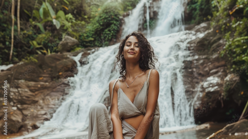 woman in a waterfall woman in a waterfall