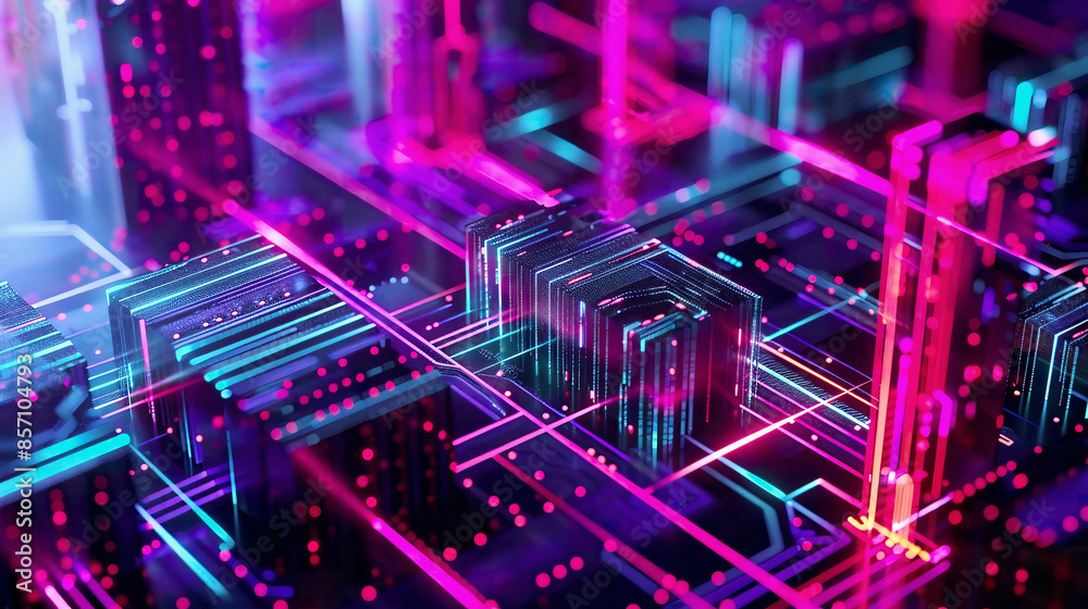 Fototapeta premium Abstract representation of decentralized finance neon colors