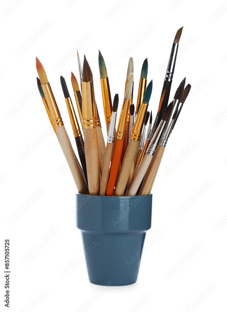 Many different paint brushes on white background Many different paint brushes on white background