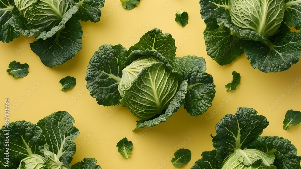 Close-up Of Fresh Green Leafy Vegetables On Colored Background Close-up Of Fresh Green Leafy Vegetables On Colored Background
